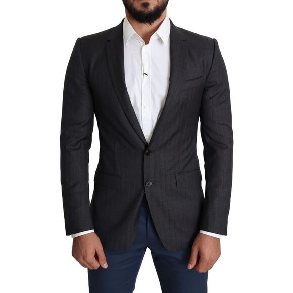 Dolce & Gabbana Black Wool Single Breasted Coat MARTINI Men's Blazer